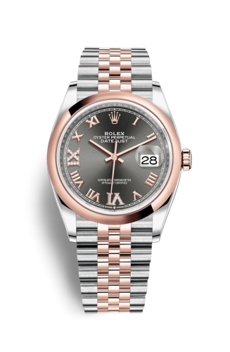 Rolex - 126201-0023 Datejust 36 Stainless Steel / Everose / Smooth / Slate Roman Diamond / Jubilee replica watch