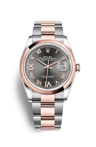 Rolex - 126201-0024 Datejust 36 Stainless Steel / Everose / Smooth / Slate Roman Diamond / Oyster replica watch