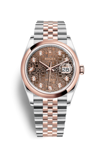 Rolex - 126201-0025 Datejust 36 Stainless Steel / Everose / Smooth / Chocolate Computer / Jubilee replica watch