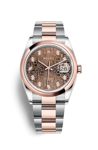 Rolex - 126201-0026 Datejust 36 Stainless Steel / Everose / Smooth / Chocolate Computer / Oyster replica watch - Click Image to Close