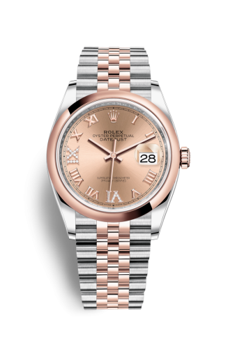 Rolex - 126201-0027 Datejust 36 Stainless Steel / Everose / Smooth / Rose Roman Diamond / Jubilee replica watch - Click Image to Close