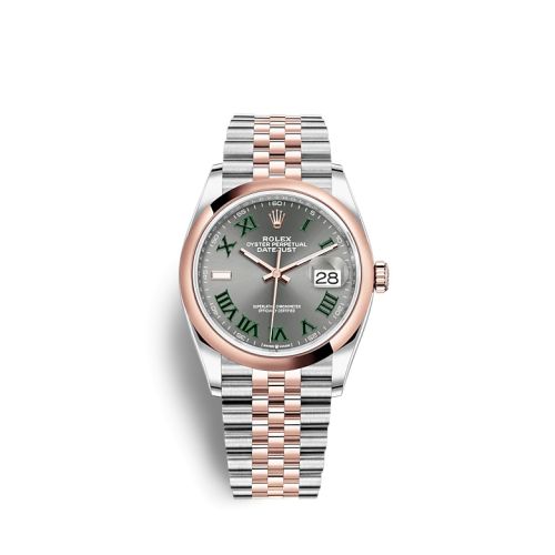 Rolex - 126201-0029 Datejust 36 Stainless Steel / Everose / Domed / Slate - Roman / Jubilee replica watch