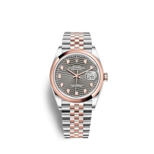 Rolex - 126201-0041 Datejust 36 Stainless Steel / Everose / Domed / Slate - Fluted - Diamond / Jubilee replica watch