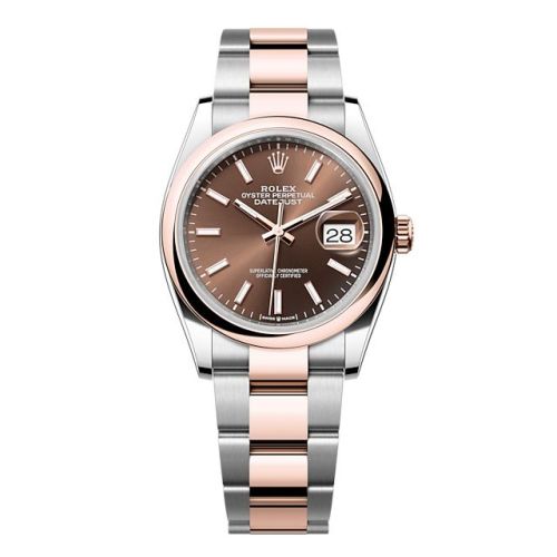 Rolex - 126201-0044 Datejust 36 Stainless Steel - Everose - Domed / Chocolate / Oyster replica watch