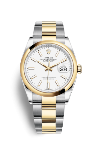 Rolex - 126203-0020 Datejust 36 Stainless Steel / Yellow Gold / Smooth / White / Oyster replica watch - Click Image to Close