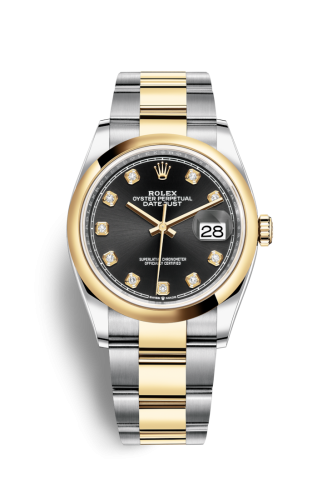 Rolex - 126203-0022 Datejust 36 Stainless Steel / Yellow Gold / Smooth / Black Diamond / Oyster replica watch