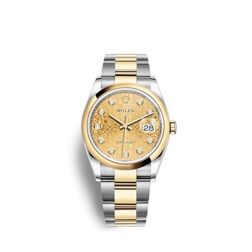 Rolex - 126203-0034 Datejust 36 Stainless Steel / Yellow Gold / Smooth / Champagne Computer / Oyster replica watch - Click Image to Close