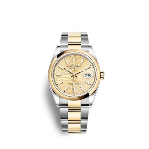 Rolex - 126203-0038 Datejust 36 Stainless Steel / Yellow Gold / Smooth / Golden Palm / Oyster replica watch