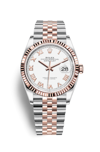 Rolex - 126231-0015 Datejust 36 Stainless Steel / Everose / Fluted / White Roman / Jubilee replica watch