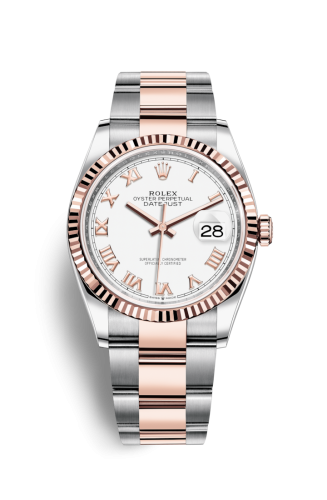 Rolex - 126231-0016 Datejust 36 Stainless Steel / Everose / Fluted / White Roman / Oyster replica watch
