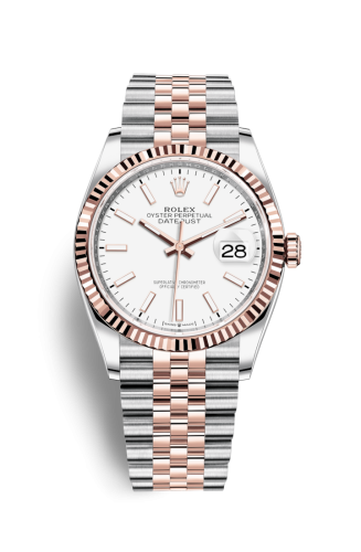 Rolex - 126231-0017 Datejust 36 Stainless Steel / Everose / Fluted / White / Jubilee replica watch