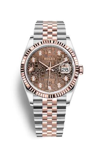 Rolex - 126231-0025 Datejust 36 Stainless Steel / Everose / Fluted / Chocolate Computer / Jubilee replica watch - Click Image to Close