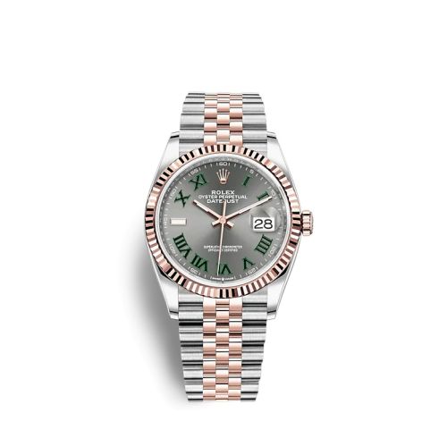 Rolex - 126231-0029 Datejust 36 Stainless Steel / Everose / Fluted / Slate - Roman / Jubilee replica watch - Click Image to Close