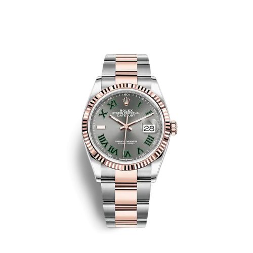 Rolex - 126231-0030 Datejust 36 Stainless Steel / Everose / Fluted / Slate - Roman / Oyster replica watch