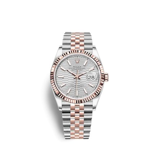 Rolex - 126231-0033 Datejust 36 Stainless Steel / Everose / Fluted / Silver - Fluted / Jubilee replica watch