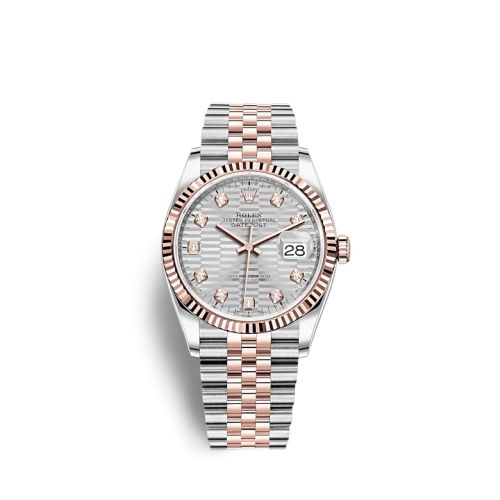 Rolex - 126231-0039 Datejust 36 Stainless Steel / Everose / Fluted / Silver - Fluted - Diamond / Jubilee replica watch