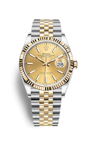 Rolex - 126233-0015 Datejust 36 Stainless Steel / Yellow Gold / Fluted / Champagne / Jubilee replica watch - Click Image to Close