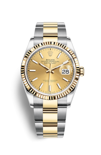 Rolex - 126233-0016 Datejust 36 Stainless Steel / Yellow Gold / Fluted / Champagne / Oyster replica watch
