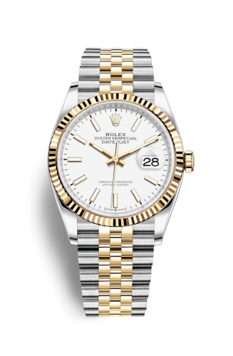 Rolex - 126233-0019 Datejust 36 Stainless Steel / Yellow Gold / Fluted / White / Jubilee replica watch