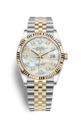 Rolex - 126233-0023 Datejust 36 Stainless Steel / Yellow Gold / Fluted / MOP Diamond / Jubilee replica watch