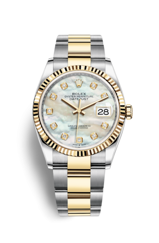 Rolex - 126233-0024 Datejust 36 Stainless Steel / Yellow Gold / Fluted / MOP Diamond / Oyster replica watch - Click Image to Close