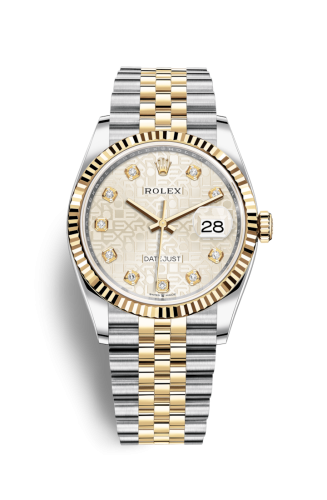 Rolex - 126233-0027 Datejust 36 Stainless Steel / Yellow Gold / Fluted / Silver Computer / Jubilee replica watch