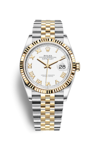 Rolex - 126233-0029 Datejust 36 Stainless Steel / Yellow Gold / Fluted / White Roman / Jubilee replica watch - Click Image to Close