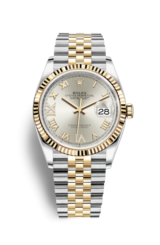 Rolex - 126233-0031 Datejust 36 Stainless Steel / Yellow Gold / Fluted / Silver Roman Diamond / Jubilee replica watch