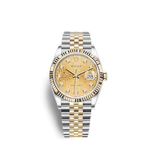 Rolex - 126233-0033 Datejust 36 Stainless Steel / Yellow Gold / Fluted / Champagne Computer / Jubilee replica watch