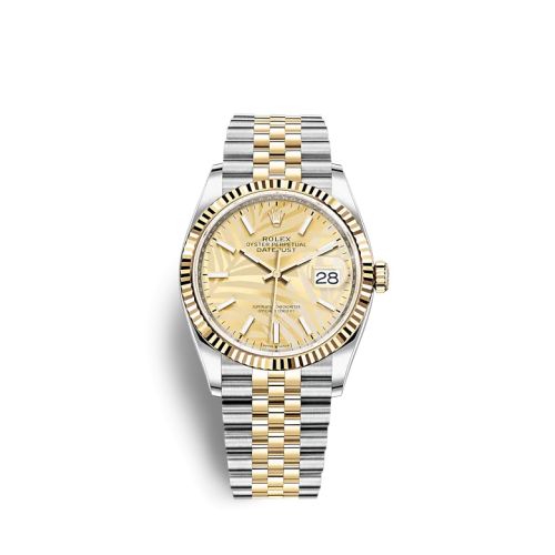 Rolex - 126233-0037 Datejust 36 Stainless Steel / Yellow Gold / Fluted / Champagne - Palm / Jubilee replica watch