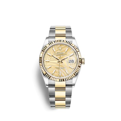 Rolex - 126233-0038 Datejust 36 Stainless Steel / Yellow Gold / Fluted / Champagne - Palm / Oyster replica watch