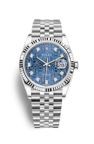 Rolex - 126234-0011 Datejust 36 Stainless Steel / Fluted / Blue Jubilee / Jubilee replica watch - Click Image to Close