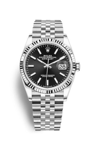 Rolex - 126234-0015 Datejust 36 Stainless Steel / Fluted / Black / Jubilee replica watch