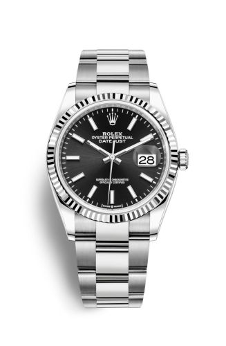 Rolex - 126234-0016 Datejust 36 Stainless Steel / Fluted / Black / Oyster replica watch - Click Image to Close