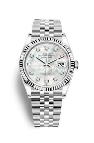 Rolex - 126234-0019 Datejust 36 Stainless Steel / Fluted / MOP-Diamond / Jubilee replica watch