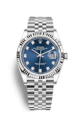 Rolex - 126234-0037 Datejust 36 Stainless Steel / Fluted / Blue-Diamond / Jubilee replica watch - Click Image to Close