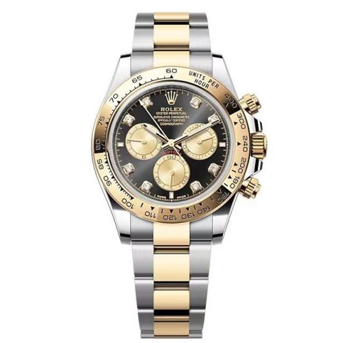 Rolex - 126503-0002 Cosmograph Daytona Stainless Steel - Yellow Gold / Black - Golden - Diamond / Oyster replica watch - Click Image to Close