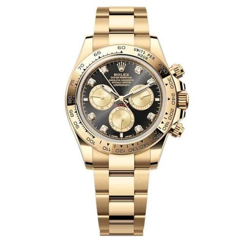 Rolex - 126508-0003 Cosmograph Daytona Yellow Gold / Black - Champagne - Diamond / Oyster replica watch