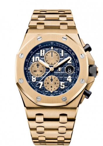 replica Audemars Piguet - 26470BA.OO.1000BA.01 Royal Oak Offshore 26470 Yellow Gold / Blue watch - Click Image to Close