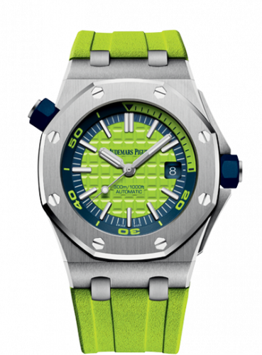 replica Audemars Piguet - 15710ST.OO.A038CA.01 Royal Oak Offshore Diver Stainless Steel / Green watch - Click Image to Close