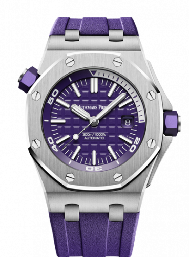 replica Audemars Piguet - 15710ST.OO.A077CA.01 Royal Oak Offshore Diver Stainless Steel / Purple watch