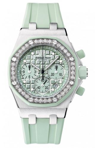 replica Audemars Piguet - 26048SK.ZZ.D035CA.01 Royal Oak OffShore 26048 Lady Chronograph Stainless Steel / Green watch - Click Image to Close