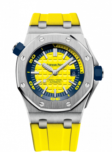 replica Audemars Piguet - 15710ST.OO.A051CA.01 Royal Oak Offshore Diver Stainless Steel / Yellow watch - Click Image to Close