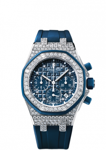 replica Audemars Piguet - 26092CK.ZZ.D021CA.01 Royal Oak Offshore 26092 Lady Chronograph White Gold / Blue watch