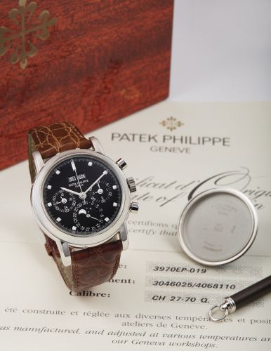 replica Patek Philippe - 3970EP-019 Perpetual Calendar Chronograph 3970 Platinum / Black Diamond watch