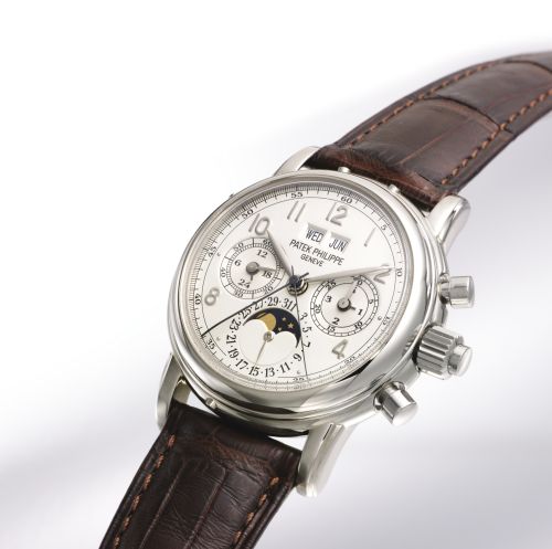replica Patek Philippe - 5004G-001 Perpetual Calendar Split Seconds Chronograph 5004 White Gold / White Arabic watch