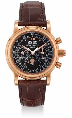 replica Patek Philippe - 5004R_Black Perpetual Calendar Split Seconds Chronograph 5004 Rose Gold / Black Roman watch