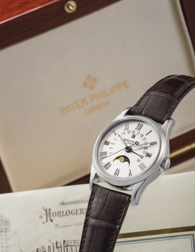 replica Patek Philippe - 5050G-001 Perpetual Calendar 5050 White Gold / Silver Roman watch - Click Image to Close