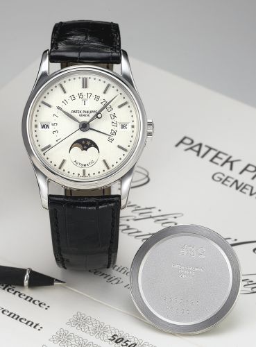 replica Patek Philippe - 5050P-XX1 Perpetual Calendar 5050 Platinum / Silver Stick watch
