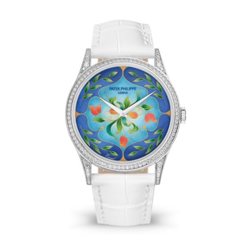 replica Patek Philippe - 5077/100G-038 Calatrava 5077 White Gold / Diamond / Floral Caprice watch